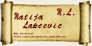 Matija Lapčević vizit kartica
